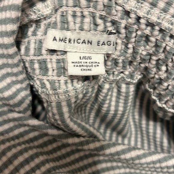 American Eagle Striped Tier Midi Dress/ White & Blue/ Size Large/ Stretch/Cotton - Picture 7 of 8